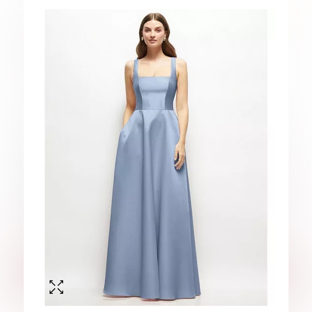 Dessy Collection Ace - Square Neck Satin Maxi Dress with Full Skirt